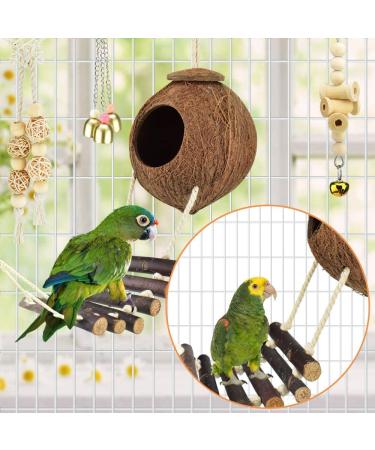 KATUMO Bird Toys Set - Hideout, Perch, Swing, Chew Toys - Bird Cage Accessories for Parakeets, Budgies, Cockatiels, Lovebirds - 6pcs - Buy Online on GoSupps.com