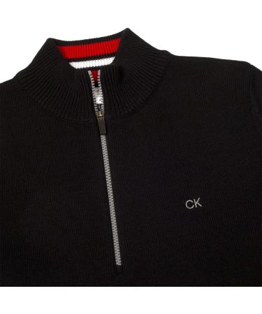 Calvin Klein Men's 1/2 Zip CK Golf Sweater - Black/Red - Stylish & Comfortable Golf Apparel - Size M - International Shipping Available - Buy Online on GoSupps.com