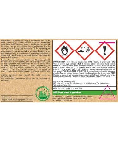 HG Eco Laundry Detergent Booster - 500g | Odour Eliminator & Scent Booster | Eco-Friendly & Recyclable Bottle | HG Cleaning Products - Buy Online on GoSupps.com