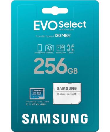 SAMSUNG EVO Select 256GB MicroSDXC Memory Card + Adapter | 4K UHD, Full HD, A2, V30, UHS-I, U3 | Expanded Storage for Android, Nintendo Switch - Buy Online on GoSupps.com