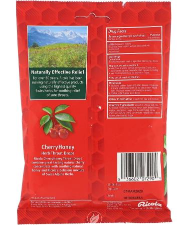 Ricola Cherry-Honey Throat Drops 24-Pack - Soothing Relief for Sore Throats - Buy Online on GoSupps.com