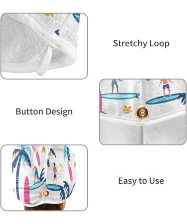 Coconut Tree Surf Hair Towel 2 Pack | Super Absorbent Quick Dry Hair Turbans for Women & Girls - Buy Online on GoSupps.com