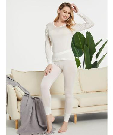 Viamulion Women's Silk Thermal Underwear Pants - White, X-Large - Buy Online on GoSupps.com