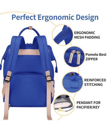 Pomelo Baby Diaper Backpack - Waterproof Macaron Diaper Bag with Large Capacity - Gemstone Blue Travel Bag - Buy Online on GoSupps.com