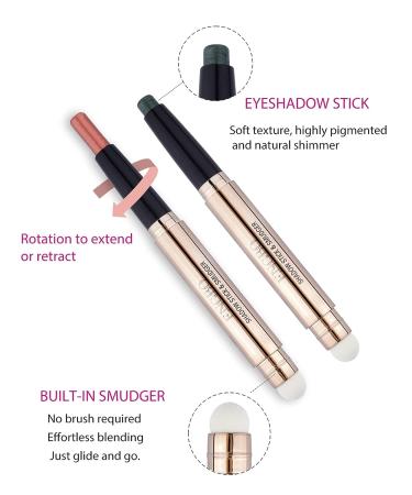 Liyloihi Cream Eye Shadow Stick | Waterproof & Long Lasting Eye Makeup with Smudger | 11 Light Green Shimmer - Buy Online on GoSupps.com