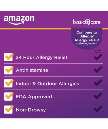 Amazon Basic Care Fexofenadine Hydrochloride Tablets 180 mg - 30 Count - Buy Online on GoSupps.com
