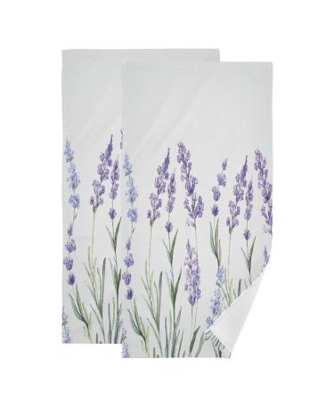 Blueangle Watercolor Lavender Print Soft Hand Towels for Bath Decorative Guest Towels Fingertip Towels for Bathroom Spa Gym, 2-Piece, 14.4 x 28.3 inches