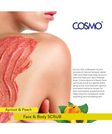 Cosmo Skin Care Premium Apricot & Peach Face & Body Scrub 500ml/16.9fl.oz, Smoothie, Rejuvenate Your Skin, Youthful Glow, Facial Scrub, Face & Body Wash, All Skin Types, For Men & Women - Buy Online on GoSupps.com