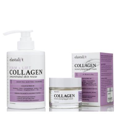 Elastalift Collagen Face Lotion + Collagen Body Cream Multi Lift Moisturizer 2PC Skin Care Set  Anti Aging Collagen Plumps  Firms  & Smooths Fine Lines  Sagging Skin & Wrinkles  2-PC Set