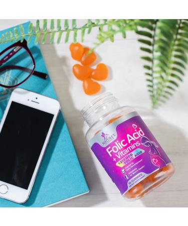 Extra Strength Prenatal Folic Acid Gummies for Women - Chewable Folate Supplement for Pregnancy - 60 Peach Flavor Gummies - Buy Online on GoSupps.com
