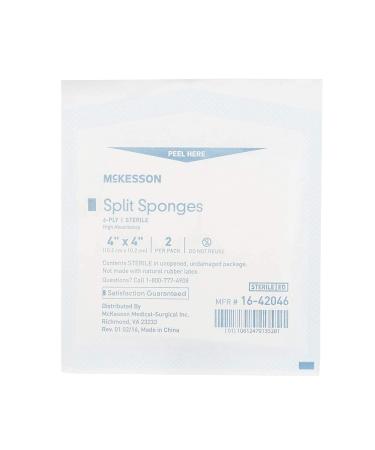 McKesson Split Sponges 4 x 4, 6-Ply High Absorbency Sterile Dressings - 50 Count Bundle (25 Packs of 2) - Buy Online on GoSupps.com