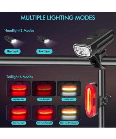 Alyken Bike Lights Set - Super Bright USB Rechargeable 1200 Lumen Front Headlight and Rear Taillight for Night Riding Safety - Buy Online on GoSupps.com