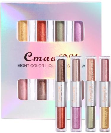 Liquid Glitter Eyeshadow | Long Lasting Quick-Drying Eyeshadow Makeup Set - Shimmer 8 Colors Double Head Design Multi-Dimensional Eye 02 - Buy Online on GoSupps.com