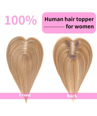GULALUUK Human Hair Topper - Thinning Hair Solution 10inch Dark Blonde/Light Blonde - Buy Online on GoSupps.com