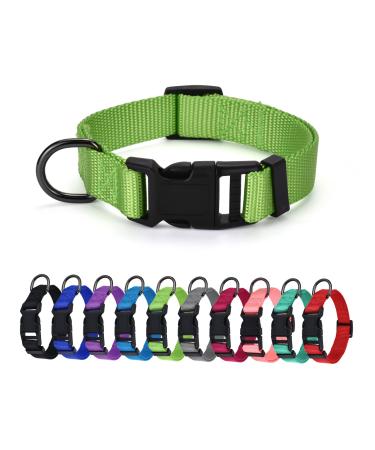 Audwud thick nylon neck band classic adjustable dog collar in several colors suitable for small medium and large dogs 4 sizes XS: 25-36 cm neon green - Buy Online on GoSupps.com