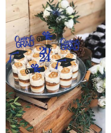 24 Pieces Sparkle 2023 Cupcake Toppers Graduation Cupcake Toppers Bachelier Hat Decoration Graduation Decoration (Black & Blue) - Buy Online on GoSupps.com