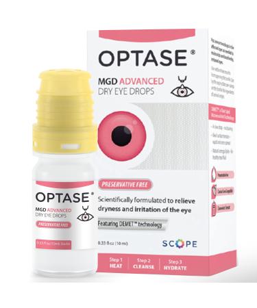 OPTASE MGD Advanced Dry Eye Drops - Preservative Free Eye Drops for Dry Eyes and MGD - Artificial Tears for MGD Symptoms - Demet Technology, Multidose Bottle, Contact Lens Safe - .33 fl oz, 300 Doses