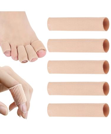 Obidodi 5pcs Cuttable Toe Cushions Tube Toe Tubes Sleeves Made of Elastic Fabric Lined with Silicone Gel Toe Sleeve Protectors Relief Toe Pressure Pain Corns Blisters Calluses (M Diameter 2CM)