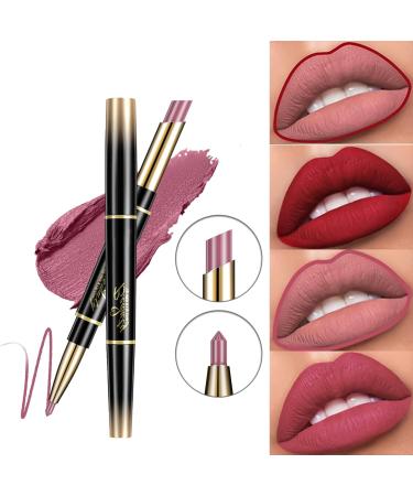 ChaneeHann 2-in-1 Lipstick & Lip Liner Set - Matte Waterproof Lip Liner Pencil and Lipstick Duo in Violet Shade for Girls - Buy Online on GoSupps.com