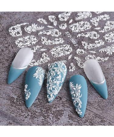 DIY Manicure Lace French Winter Sliders 5D Acrylic Nail Stickers Wedding Design White(STZ-5D13) - Buy Online on GoSupps.com