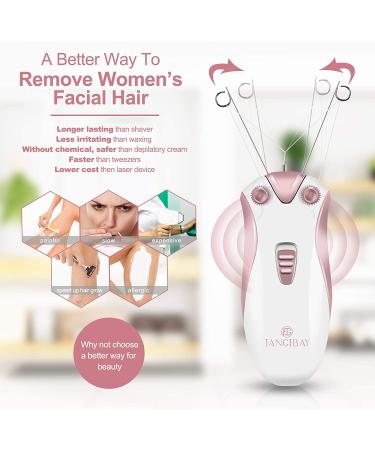 Cordless Electric Facial Threading Hair Removal for Women - Rechargeable Face Hair Remover in Rose Gold - Buy Online on GoSupps.com
