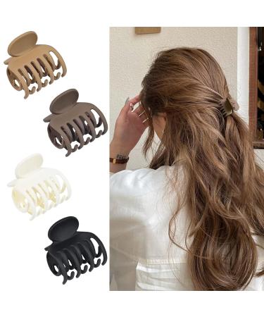 IOSPKKIO Hair Clips - 4 Pack Small Claw Clamps with Two-Row Teeth for Thin Hair | Non-Slip Matte Short-Haired Accessories for Women & Girls - Buy Online on GoSupps.com
