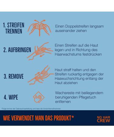 No Hair Crew - 3 x 20 Cold Wax Strips for Body Hair Removal | Men's Wax Strips Set with Caregivers - Buy Online on GoSupps.com