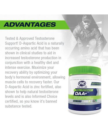 PVL Full Potency DAA+ Natural Test Testosterone Booster for men DAA D-Aspartic Acid 186 g Unflavoured - Buy Online on GoSupps.com