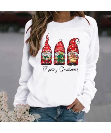 Yihaojia Graphic Christmas Sweatshirts for Women 2023 Cute Print Xmas Tees Casual Long Sleeve Crewneck Pullover Blouse White#3 Large - Buy Online on GoSupps.com