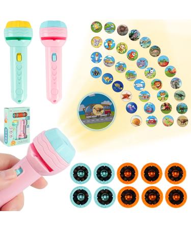 2 PCs flashlights Projector for children projection light Toy slide projector flashlight with 80 animal patterns dinosaurs transport vehicles fruits and digits flashlight light - Buy Online on GoSupps.com