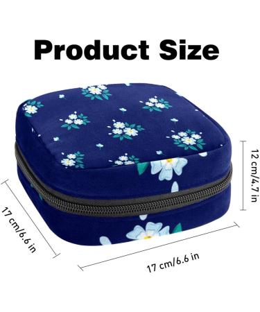 Stylish Menstruation Pad Bag with Zipper - Floral Napkin & Tampon Bag for Women & Girls - Light Blue & Royal Blue Design - Buy Online on GoSupps.com