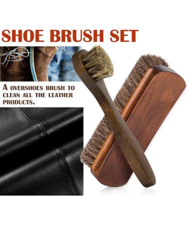 Set of 2 Wooden Shoe Brushes with Horse Hair Bristles - Shoe Shine, Clean, Buff, and Polish Shoes, Sofas, Bags, and Furniture - Buy Online on GoSupps.com