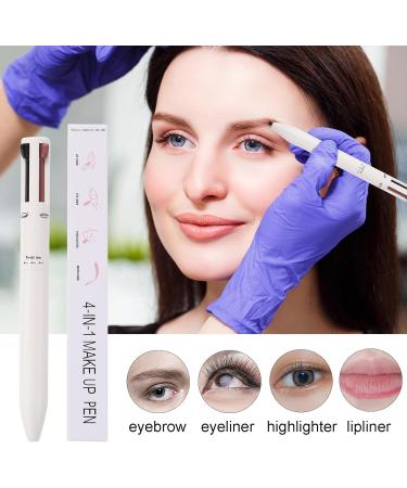 4 in 1 Makeup - Multi-Use Portable Brow Contour Smooth to Glide and Compact for Travel Comes with Eyeliner Brow Lipliner and Highlighter Pochy White - Buy Online on GoSupps.com