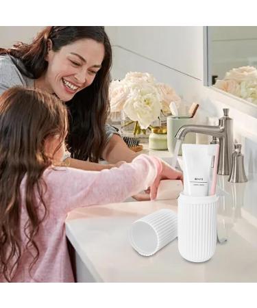 Travel Toothbrush Holder - Portable Toothbrush Container & Mug for Travel Camping Bathroom & School | Durable Stylish Design in White - Buy Online on GoSupps.com