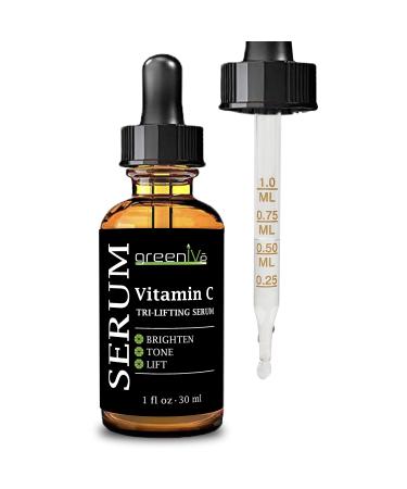 GreenIVe Vitamin C Serum Tri-Lifting Serum with Hyaluronic Acid Vegetable Collagen & Leucidal