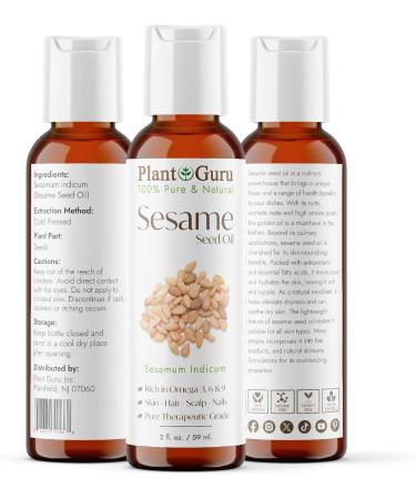 Organic 2 oz Cold Pressed Sesame Seed Oil - 100% Pure Natural Moisturizer for Skin Body Face & Hair Growth | Ideal for Creams Lotions Lip Balm & Soap Making - Buy Online on GoSupps.com