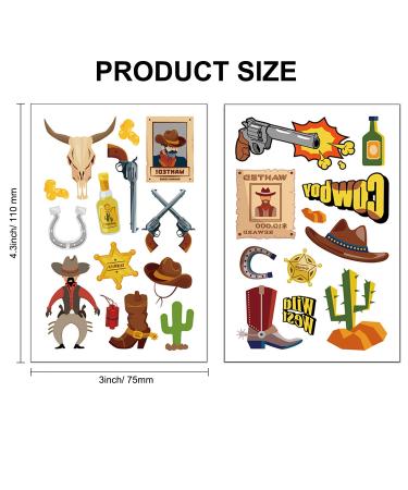Konsait Western Cowboy Temporary Tattoos - Assorted Wild West Collection for Rodeo & Cowboy Parties (6 Sheets) - Buy Online on GoSupps.com