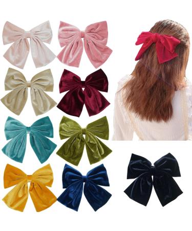 Ling & Bai Women Girls 8 Inch Large Velvet Hair Bows Clip Big Hair Bow Alligator Clip Hair Barrettes for Kids Teens (Navy Blue) - Buy Online on GoSupps.com