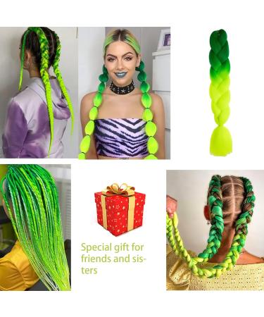 Woven Hair Extensions Dark Green Yellow-Green Fashion African Woven Hair Extensions Two-Color Synthetic Woven Hair Extensions Suitable for Women and Girls to Weave DIY Wigs for role-Playing Woven hair10 - Buy Online on GoSupps.com