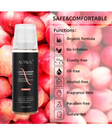 Eyelash Cleanser Concentrate 100ml Peach Professional Lash Shampoo Foaming Cleanser DIY Paraben & Sulfate Free Non-lrritating Wash for Extensions Lashes with Salon Home Care-Makes 10 Bottles Peach 1 count (Pack of 1) - Buy Online on GoSupps.com