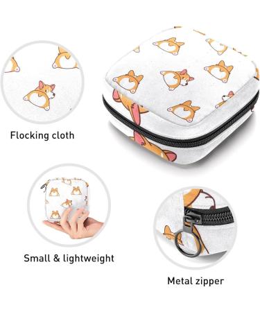 Cute Cartoon Corgi Sanitary Napkin Storage Bag | Feminine Menstrual Cup Pouch for Women and Teen Girls - Multi-colored - Buy Online on GoSupps.com