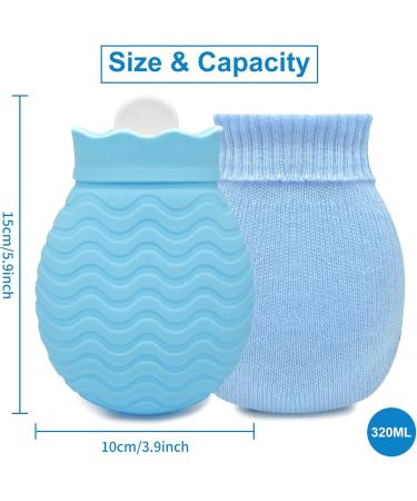320ml Mini Hot Water Bottle with Soft Cover - Sky Blue | Silicone Warmers for Menstrual Pain Neck Relief & Cozy Comfort - Buy Online on GoSupps.com