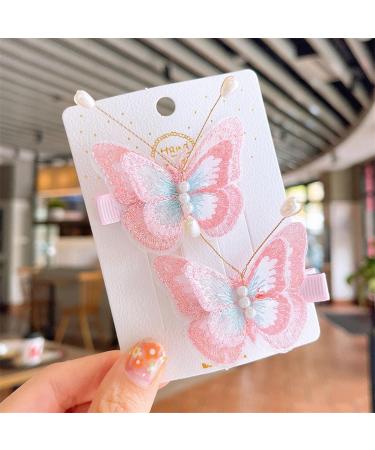 Muloo 2pieceS Girls Hair Clip Embroidery Butterfly Hairpins Elegant Hairstyle Accessories Bows Hair Barrettes Children Headdress Hair Clip Yellow - Buy Online on GoSupps.com