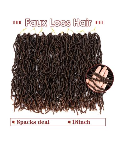 Ubeleco 18 Inch Soft Locs Crochet Hair | Ombre Natural Black Brown Pre-Looped Faux Locs | Synthetic Curly Wavy Locs Crochet Hair (Pack of 8) 1B/30 - Buy Online on GoSupps.com