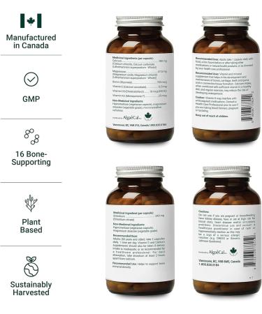 AlgaeCal - Bone Builder Pack for Bone Density Increase Clinically Supported Plant Based Calcium Supplement & Strontium for Women & Men Vitamin K2 (MK-7) & Vitamin D3 Magnesium & Trace Minerals for Bone Health Veggie Caps 180 count (Pack of 1) - Buy Online on GoSupps.com
