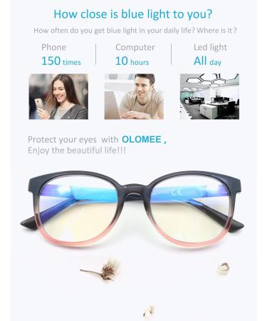 Blue Light Blocking Glasses for Women Men Blueblocker Computer Glasses with Case Anti Blue Ray Glasses 0.00 Non Magnification Round Black+pink Frame With Yellowish Lens 0.0 x - Buy Online on GoSupps.com