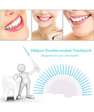 Layhou 160pcs Interdental Brushes & Toothpicks | Soft Silicone Dental Floss for Effective Teeth Cleaning - Blue - Buy Online on GoSupps.com