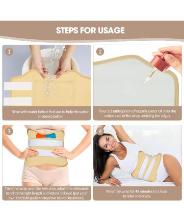 MQFORU Castor Oil Pack Wrap Kit - 8PCs Reusable with Velcro Fastener | Liver Detox & Digestive Health - Buy Online on GoSupps.com