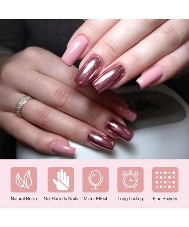 Rose Gold Chrome Nail Powder Set - Metallic Pigment with Pearl Effect and Holo Chrome D-Silver | BISHENGYF 6 Box - Buy Online on GoSupps.com