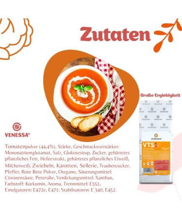 VENESSA VTS 1 Creamy Tomato Soup 2 x 1 kg Vending Soup Machine Fine and Creamy Tomato Soup Automatic Soup No Lumps Quick Preparation Suitable for Machines - Buy Online on GoSupps.com